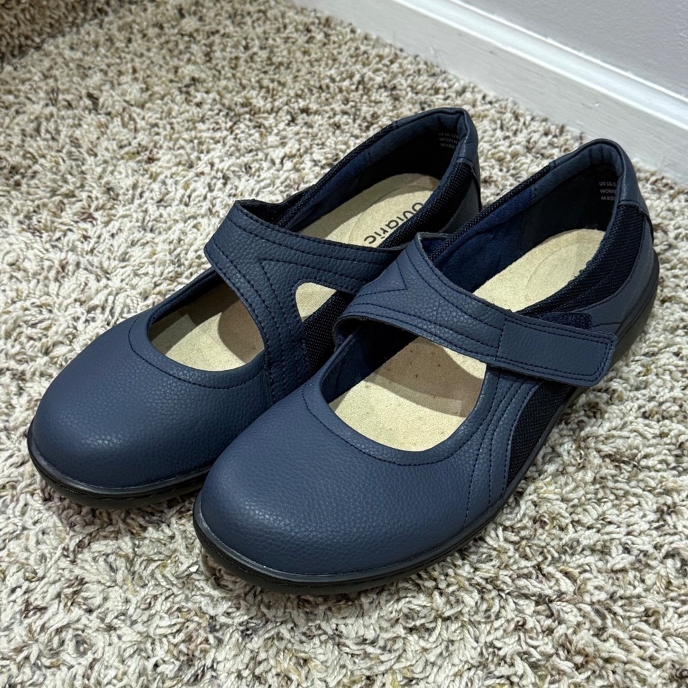Oviaric Navy Blue Mary Jane Loafers‎ Women 10.5 Hook Loop Comfort Walking Shoes